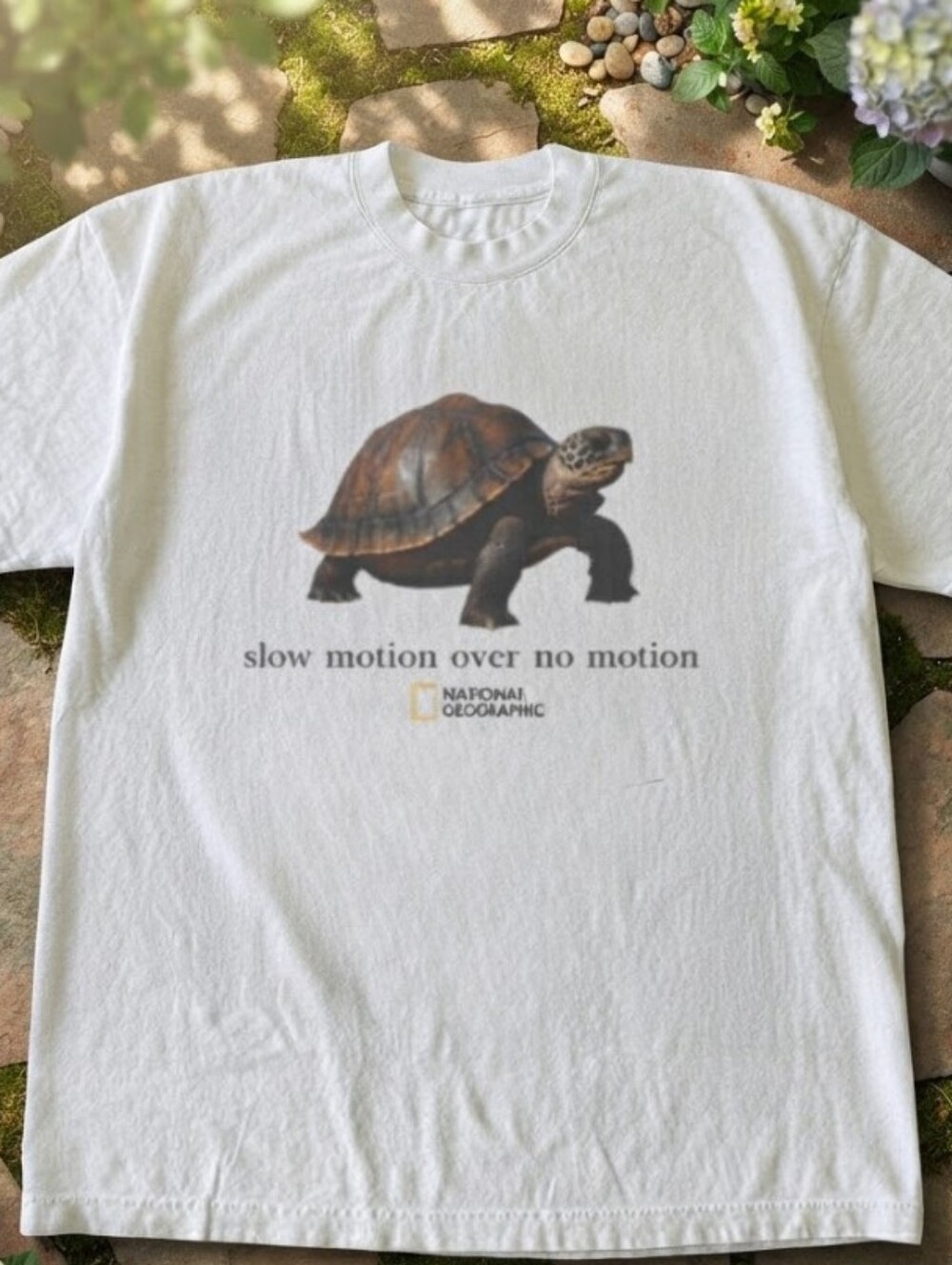 White t-shirt National Geographic turtle with graphic of a turtle